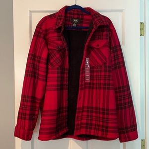 Black & red plaid fleece lined men’s shirt size XL